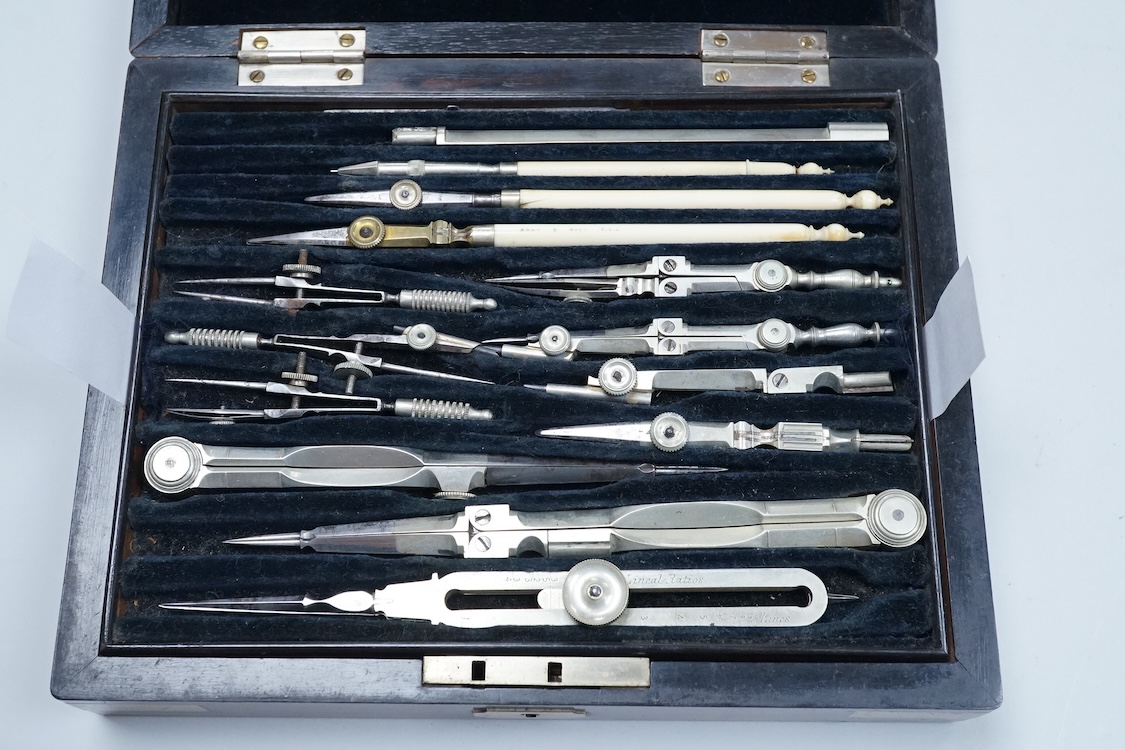 An Egyptian campaign pair awarded to Midshipman C.E.E. Carey RN, comprising the Egypt campaign medal 1882 and the Khedives Star, Khedive's star 1882 unnamed, Associated cased set of chart instruments the lid with plaque